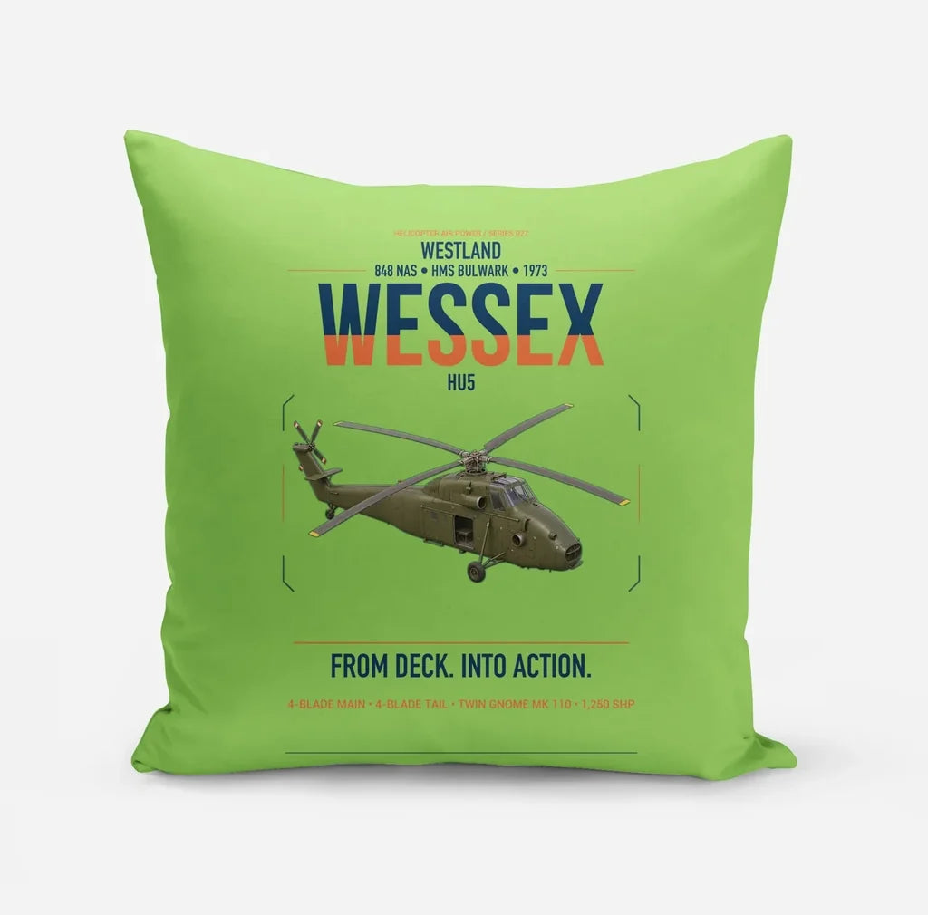 Westland Wessex HU5 design on light green pillow