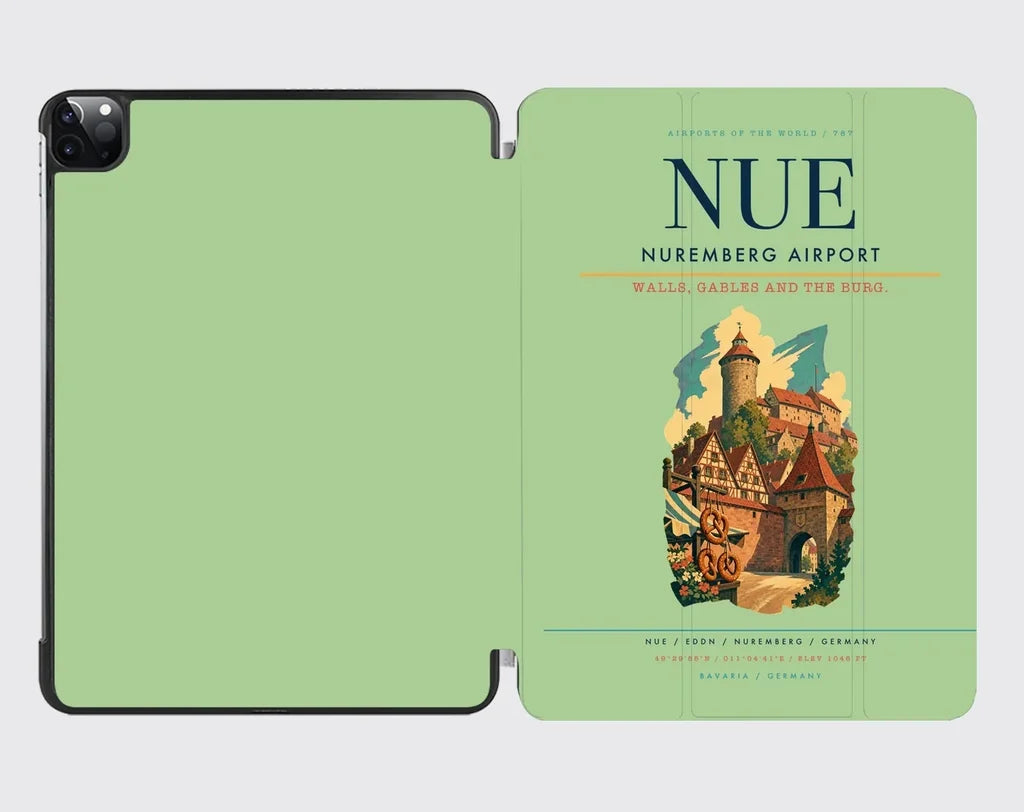 Nuremberg Airport (NUE) design on light green ipad tablet case
