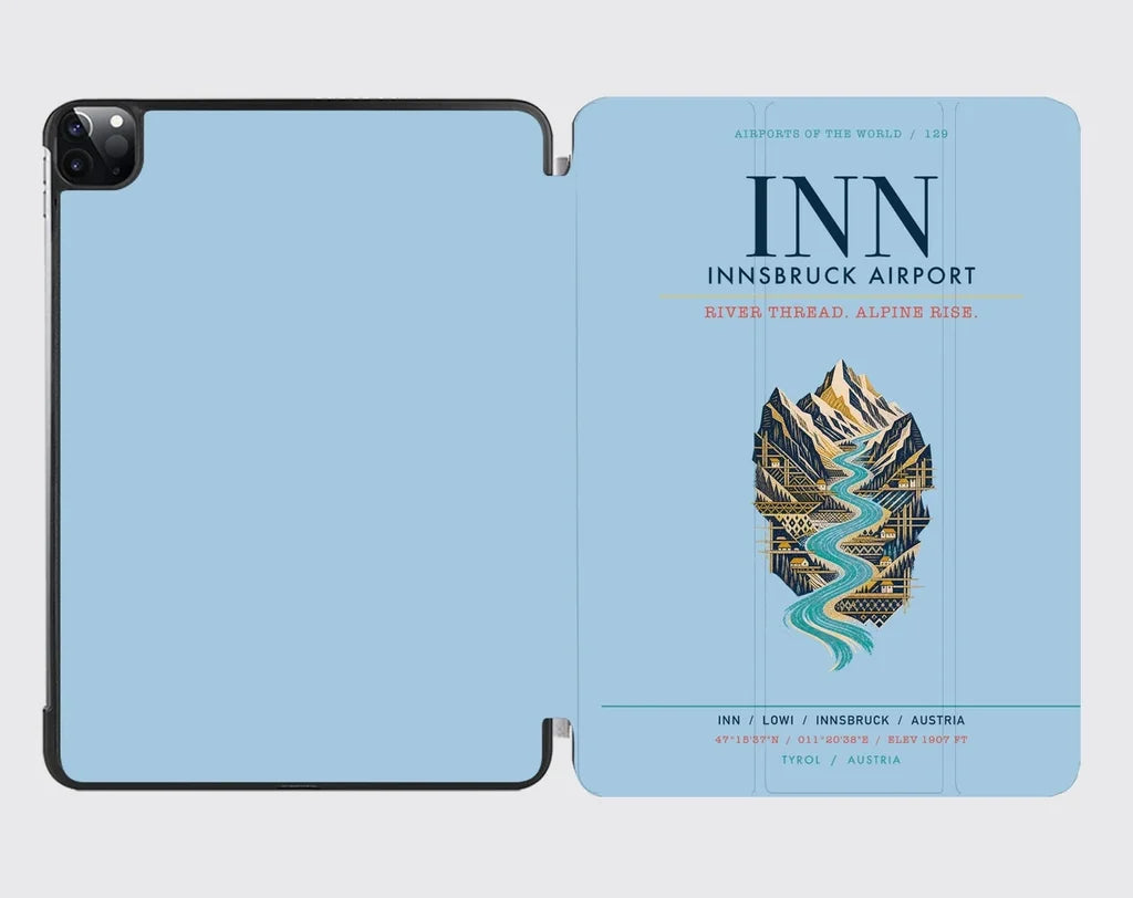 Innsbruck Airport (INN) design on light blue ipad tablet case