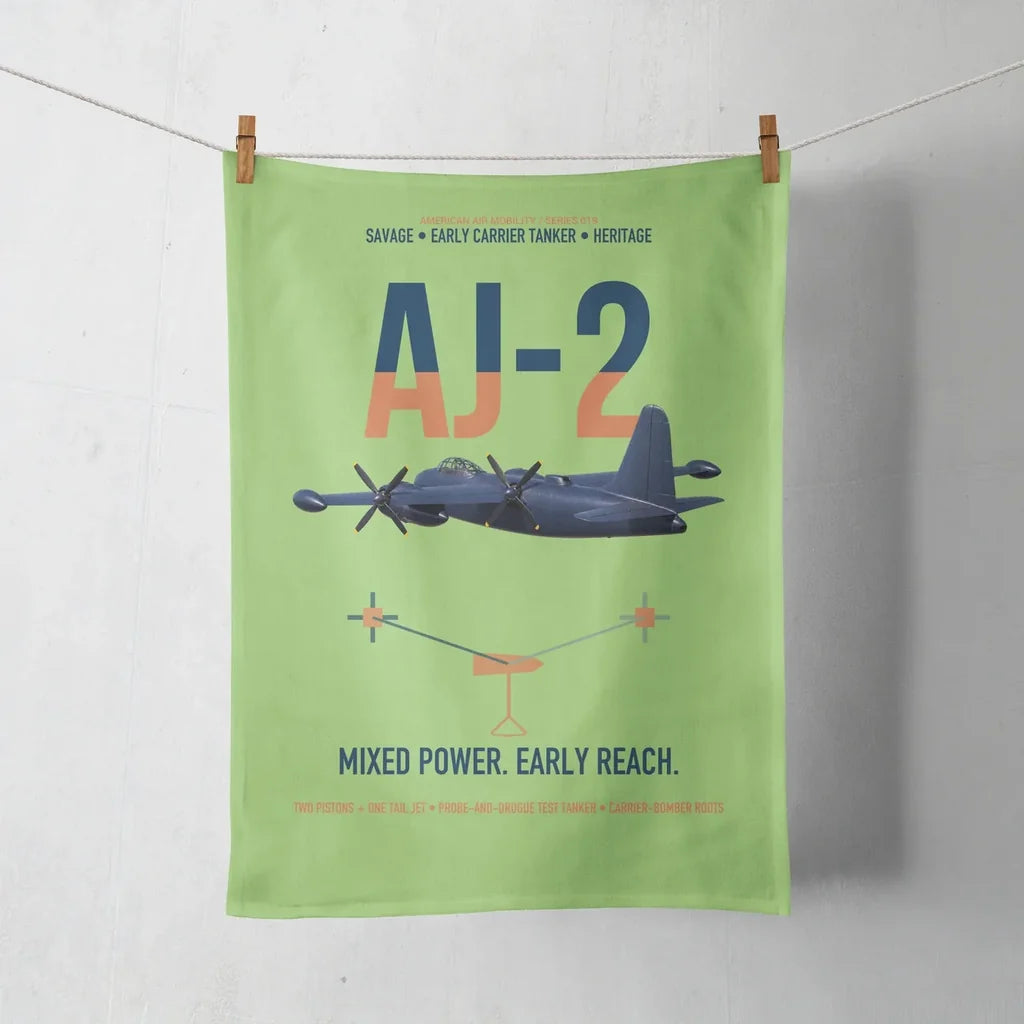 AJ-2 Savage Tanker design on light green towel