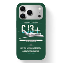 Thumbnail for Cessna Citation CJ3+ design on dark green magsafe iphone case, for iPhone 17 Pro