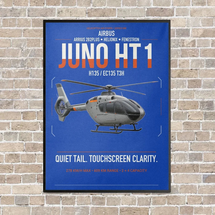 Airbus H135 Juno HT1 vertical canvas print - framed - blue background