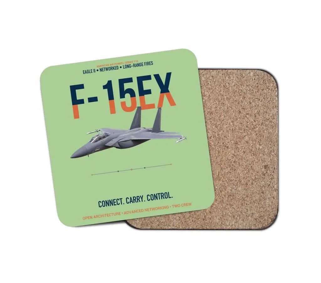 F-15EX Eagle II Connect Carry Control design on light green 1 piece coaster