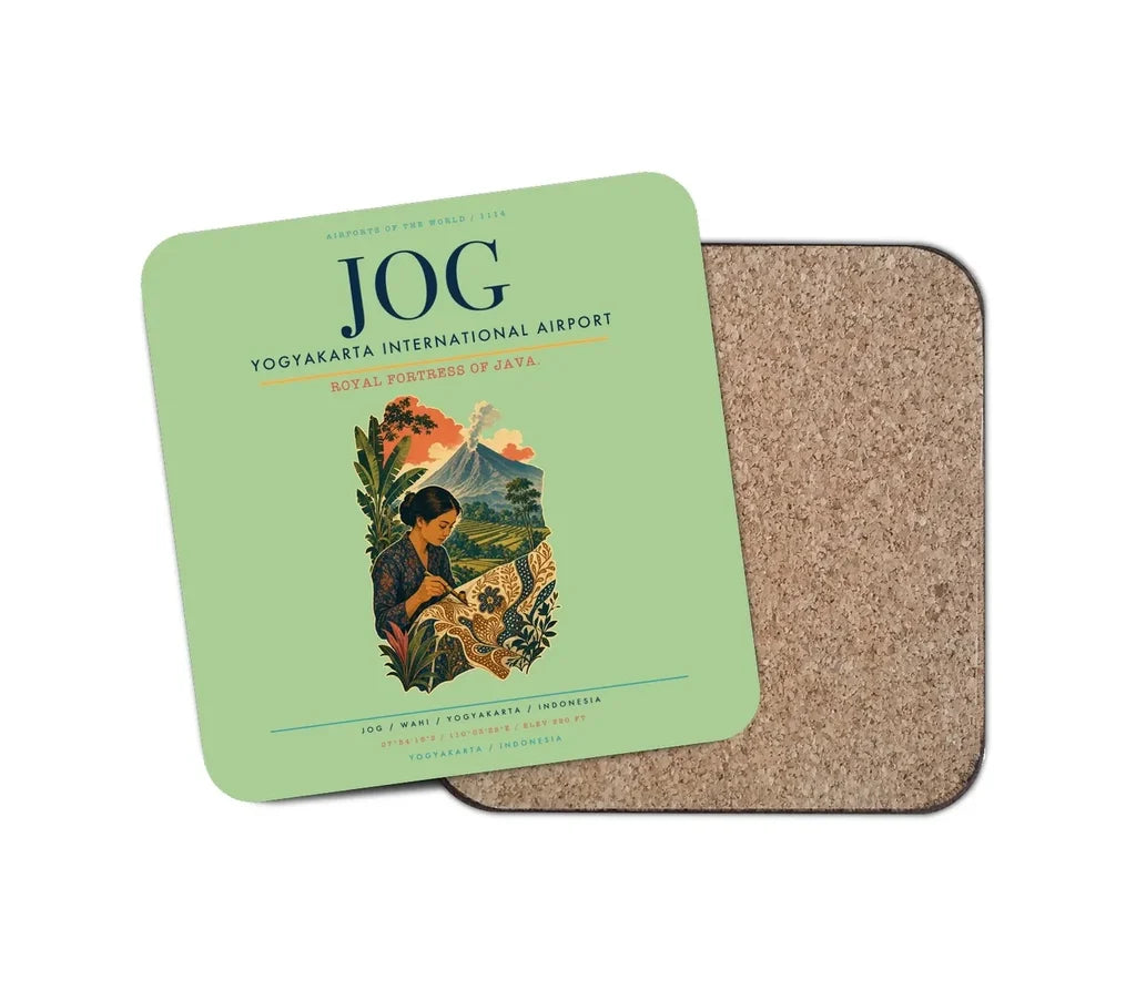 Yogyakarta International Airport (JOG) design on light green 1 piece coaster