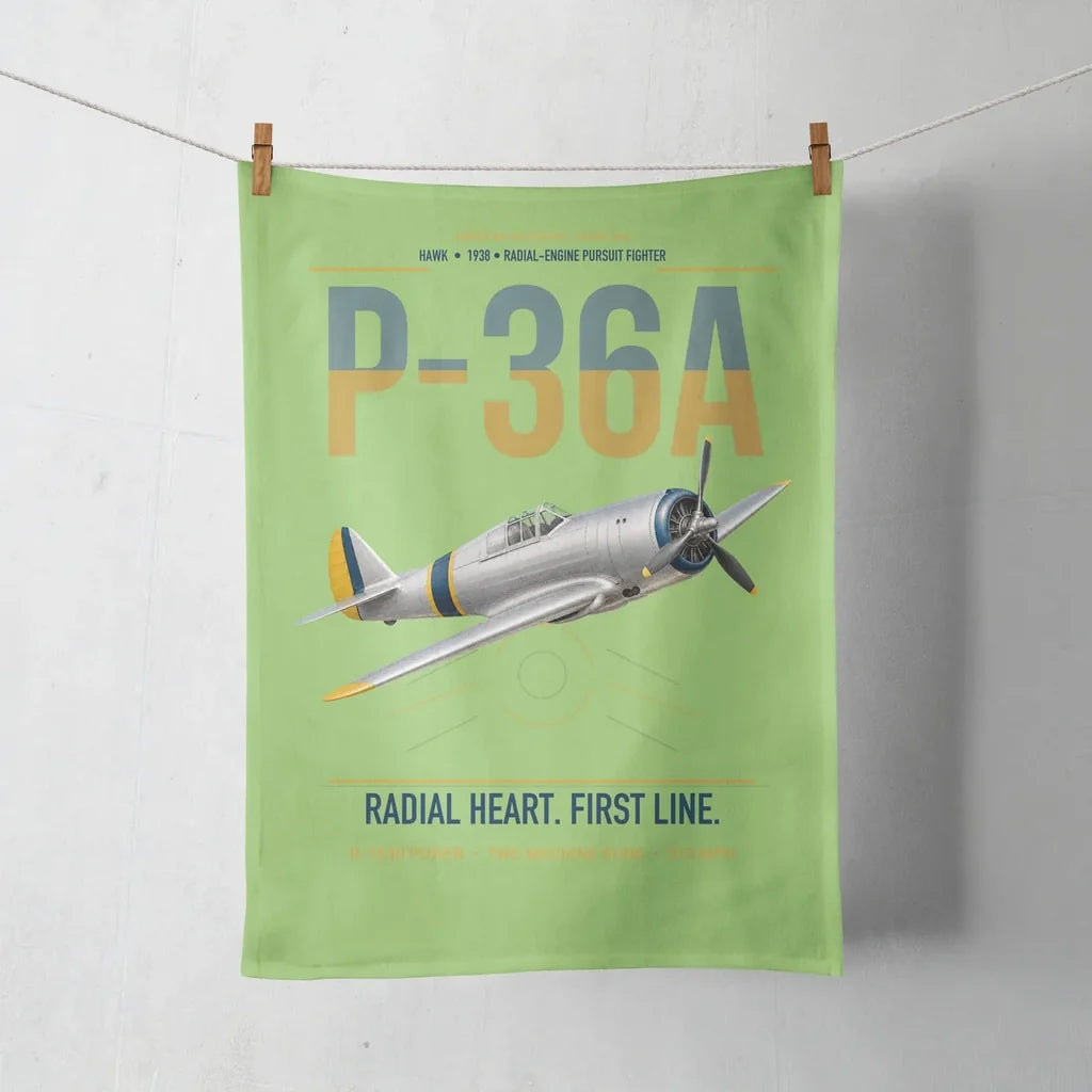 P-36A Hawk design on light green towel