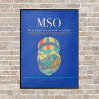 Thumbnail for Missoula Montana Airport MSO vertical canvas print - framed - blue background