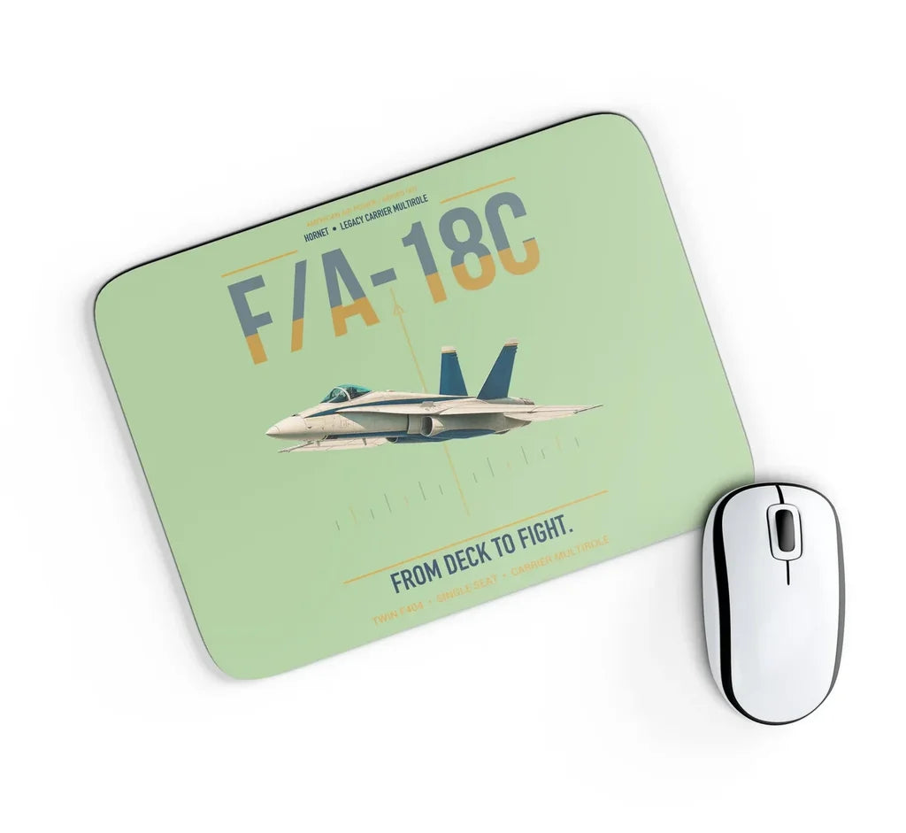 F-A-18C Hornet design on light green rectangle mouse pad