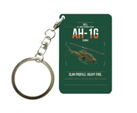 Thumbnail for Bell AH-1G Cobra design on dark green designed key chain, double-side print