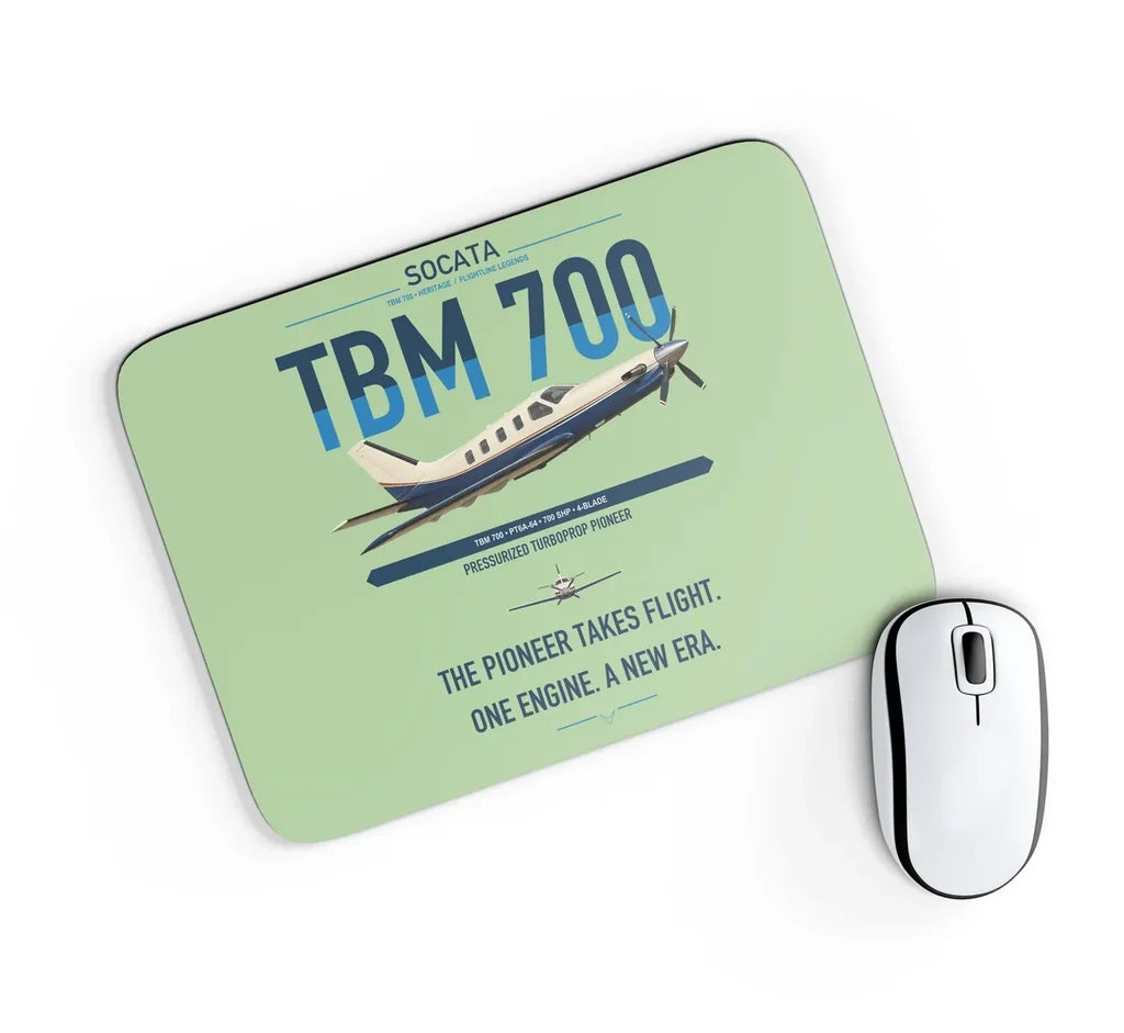 Socata TBM 700 design on light green rectangle mouse pad
