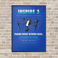 Thumbnail for DJI Inspire 3 vertical canvas print - framed - blue background