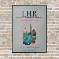 Thumbnail for London Heathrow Airport LHR vertical canvas print - framed - light gray background