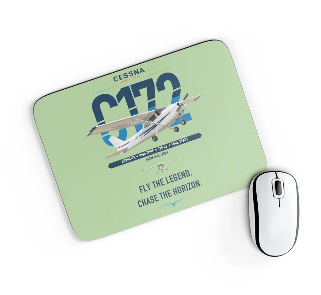 Cessna 172 Skyhawk design on light green rectangle mouse pad