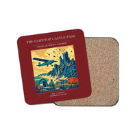 Thumbnail for The Clifftop Castle Pass - Designed Coasters design on dark red 1-piece