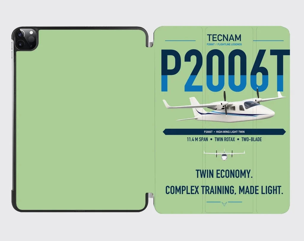 Tecnam P2006T design on light green ipad tablet case