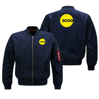 Thumbnail for Scoot Airlines aviation design embroidered on blue bomber jacket
