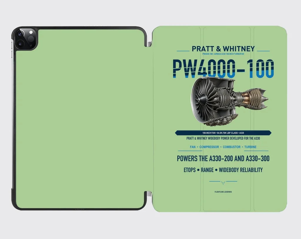 PW4000-100 design on light green ipad tablet case
