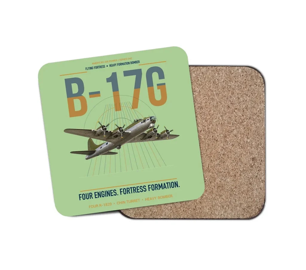 B-17G Flying Fortress design on light green 1 piece coaster
