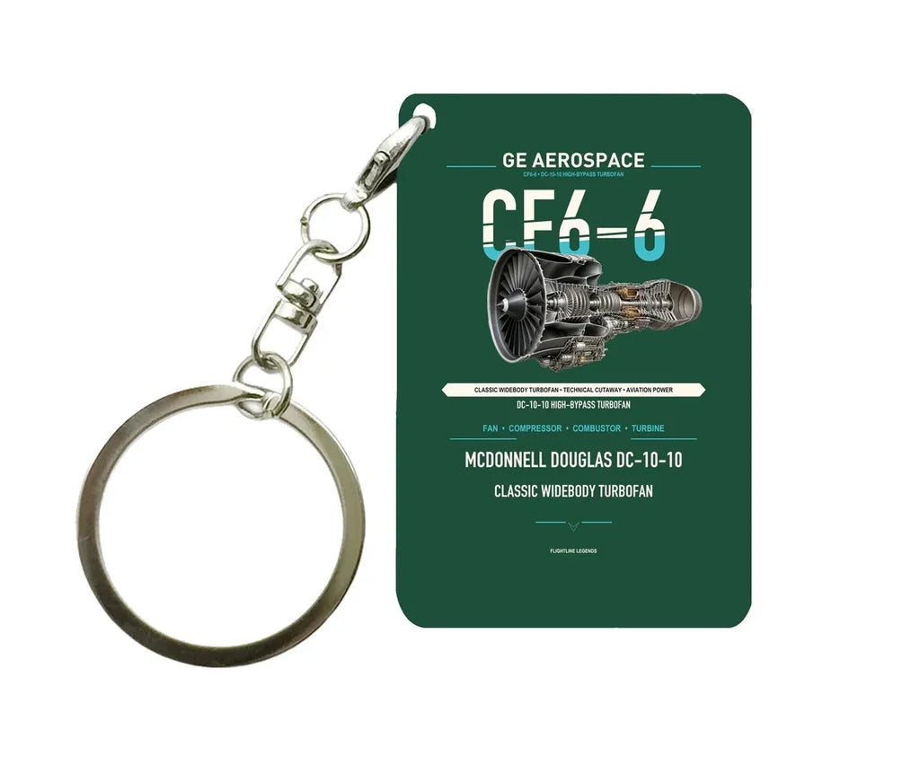 CF6-6 Key Chain design on dark green key chain