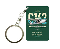 Thumbnail for Cessna 162 Skycatcher design on dark green designed key chain, double-side print