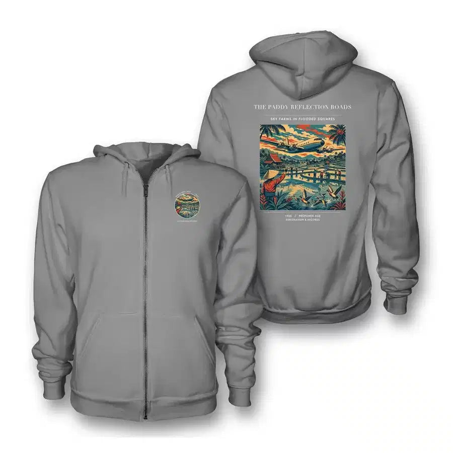VINTAGE G4497 - The Paddy Reflection Roads - Premium Zipped Hoodie design on gray