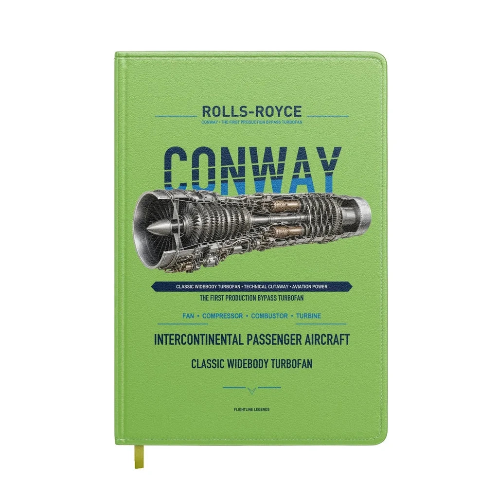 CONWAY design on light green notebook