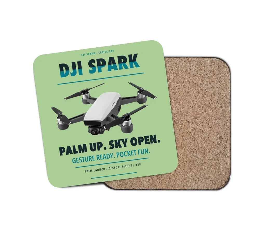 DJI Spark design on light green 1 piece coaster