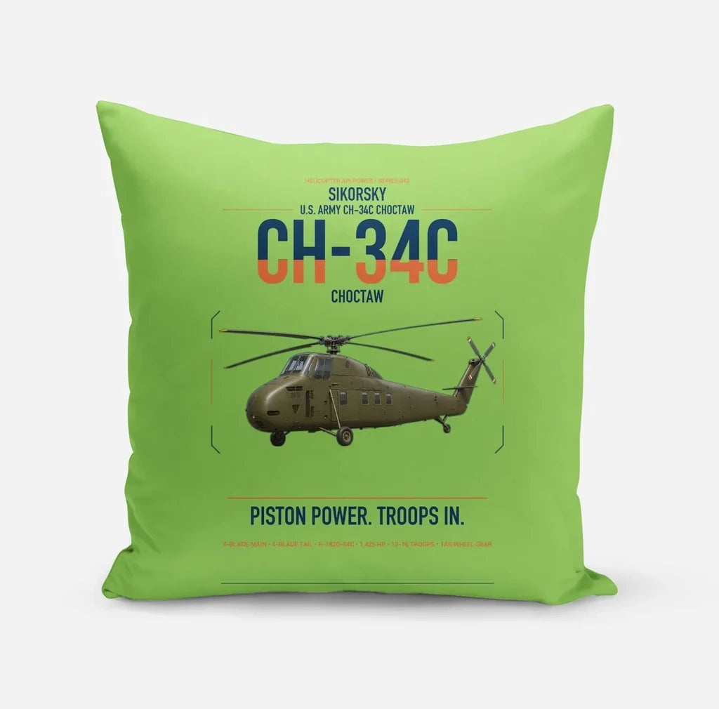 Sikorsky CH-34C Choctaw design on light green pillow