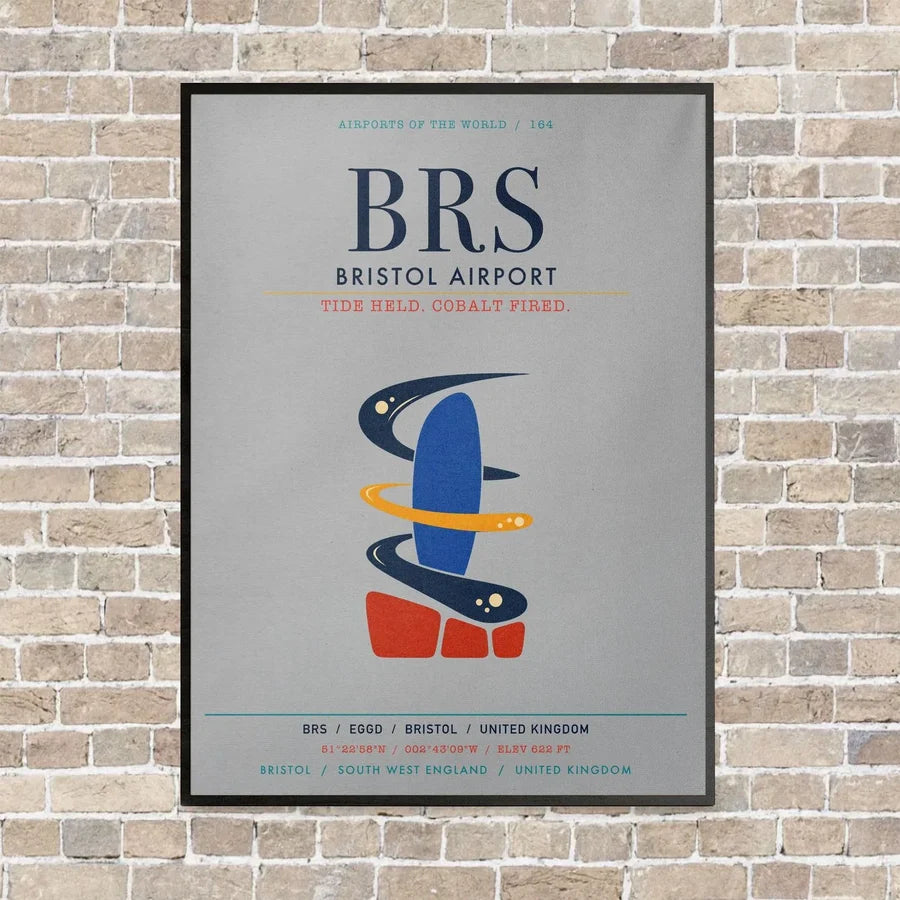 Bristol Airport BRS vertical canvas print - framed - light gray background