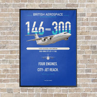 Thumbnail for BAe 146-300 vertical canvas print - framed - blue background