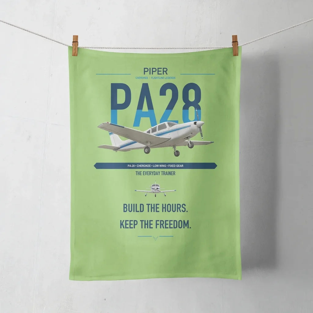 Piper PA-28 Cherokee design on light green towel