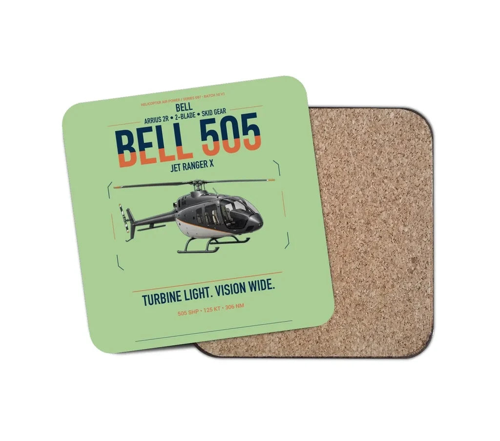 Bell 505 Jet Ranger X design on light green 1 piece coaster