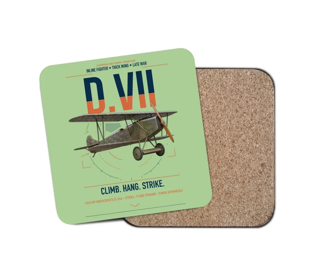 Fokker D.VII design on light green 1 piece coaster