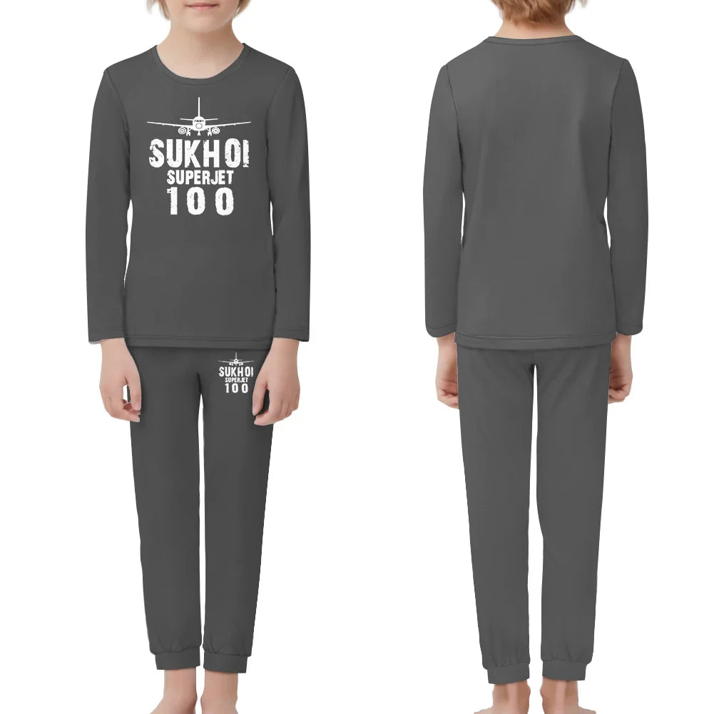 Sukhoi Superjet 100 & Plane children pajamas - Gray