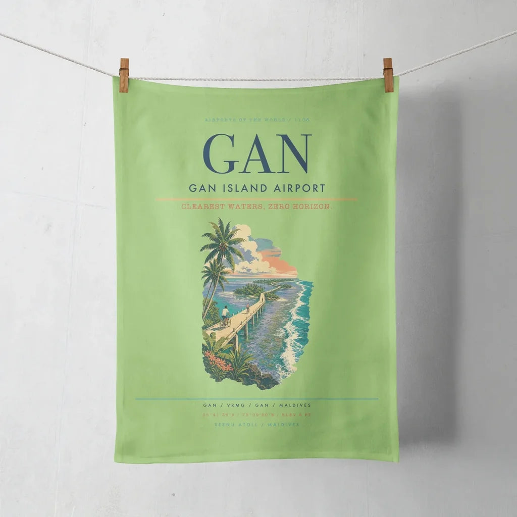 Gan Island Airport (GAN) design on light green towel