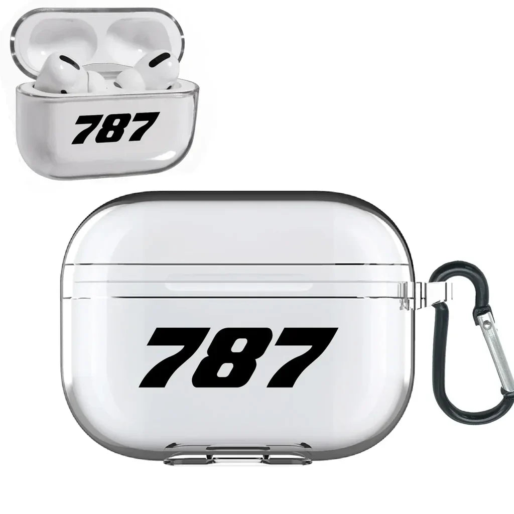 Boeing 787 Flat Text AirPods Pro transparent case - With Buckle