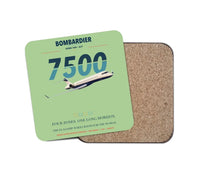 Thumbnail for Bombardier Global 7500 design on light green 1 piece coaster