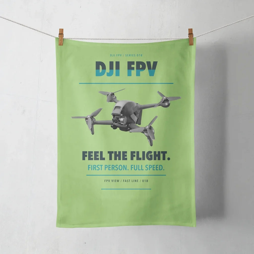 DJI FPV design on light green towel