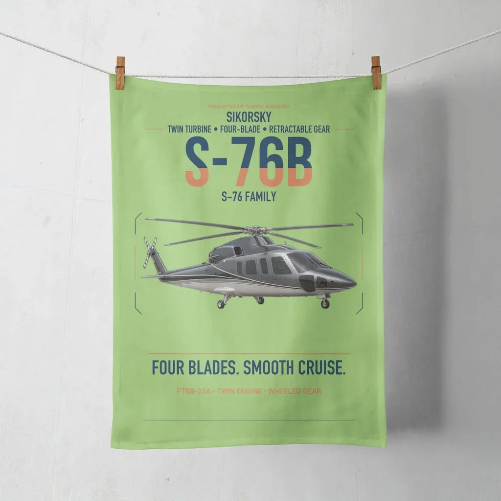 Sikorsky S-76B design on light green towel