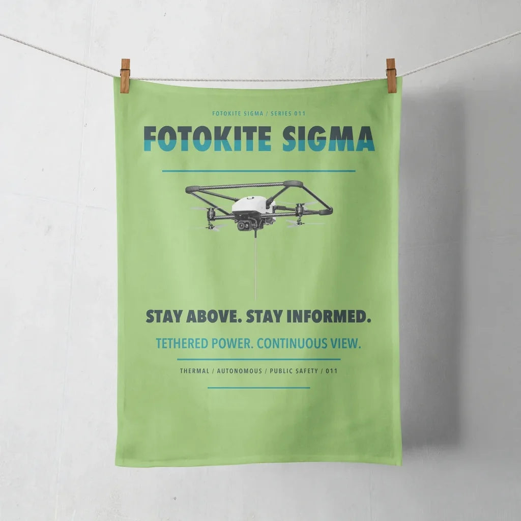 Fotokite Sigma design on light green towel
