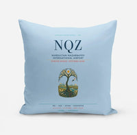Thumbnail for Nursultan Nazarbayev International Airport Astana (NQZ) design on light blue pillow
