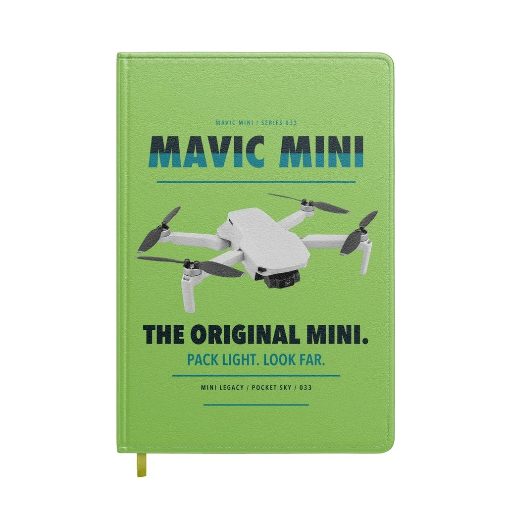 DJI Mavic Mini design on light green notebook