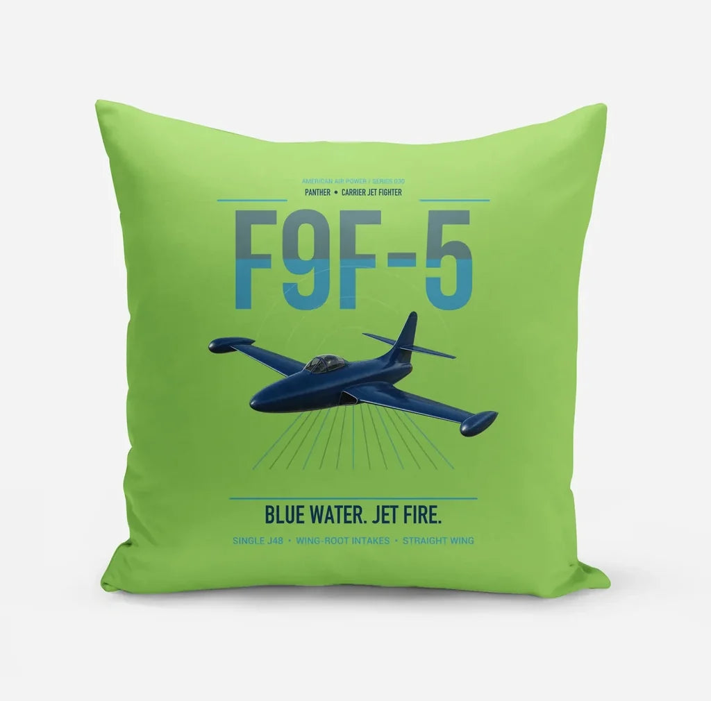 F9F-5 Panther design on light green pillow