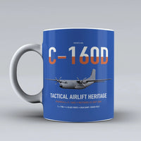 Thumbnail for Transall C-160D design on blue ceramic mug, double-side print