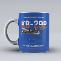Thumbnail for KB-29P SUPERFORTRESS design on blue ceramic mug, double-side print