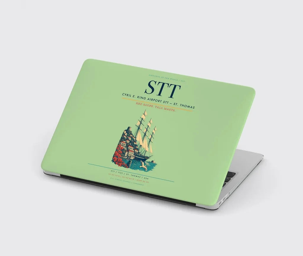 Cyril E. King Airport (STT) design on light green MacBook case