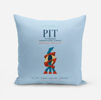 Thumbnail for Pittsburgh International Airport (PIT) design on light blue pillow