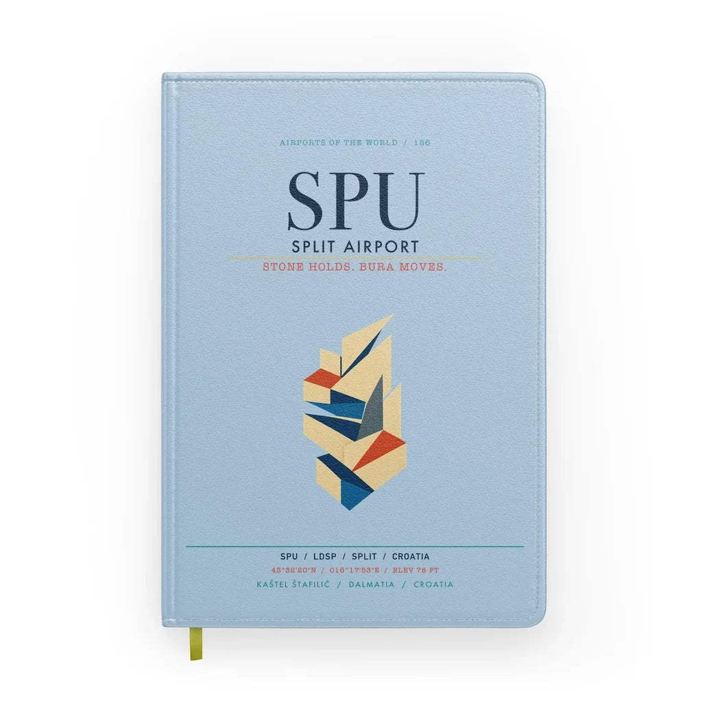 Split Airport (SPU) design on light blue notebook