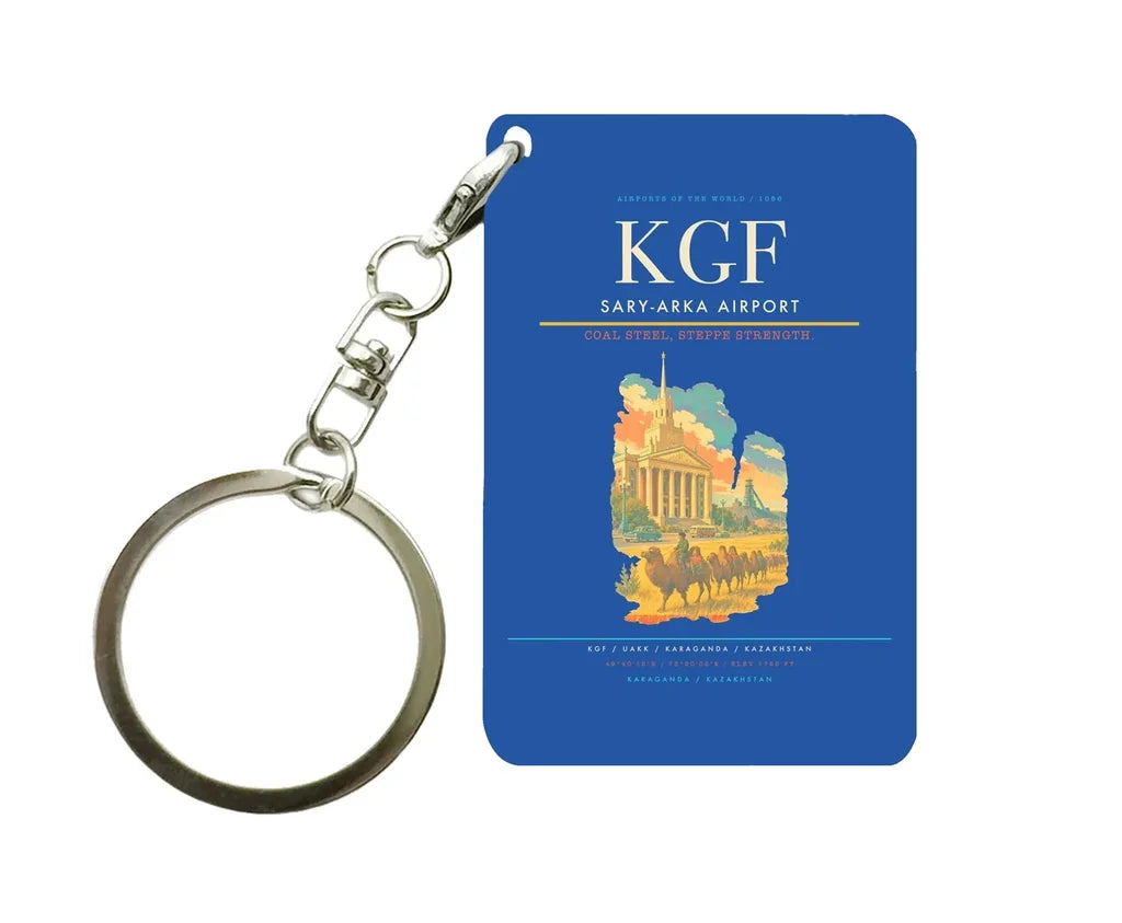 Sary-Arka Airport (KGF) design on blue key chain