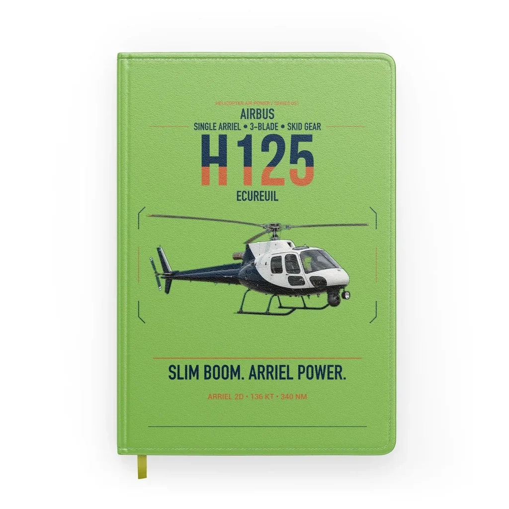 Airbus H125 design on light green notebook