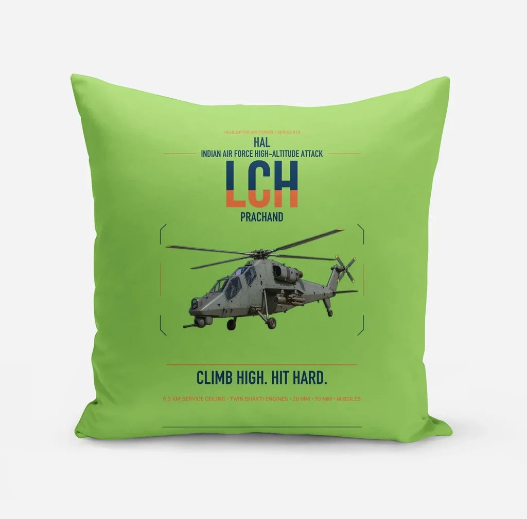 HAL LCH Prachand design on light green pillow